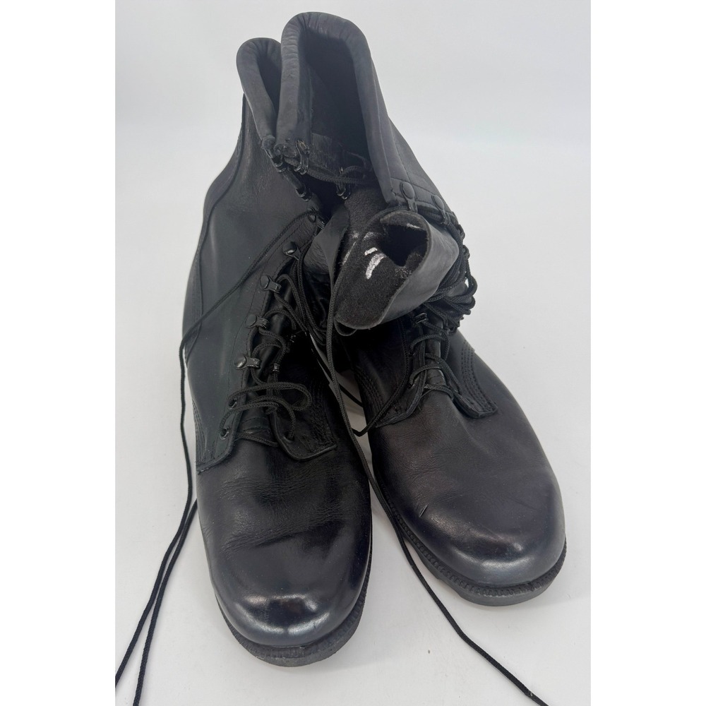 Vtg RO-Search Military Combat Boots Black Leather Lace Up 13W German Style